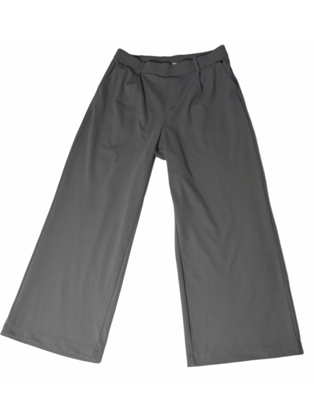 Halara Gray High Rise Pleated Wide Leg Stretch Work Pants Large Petite